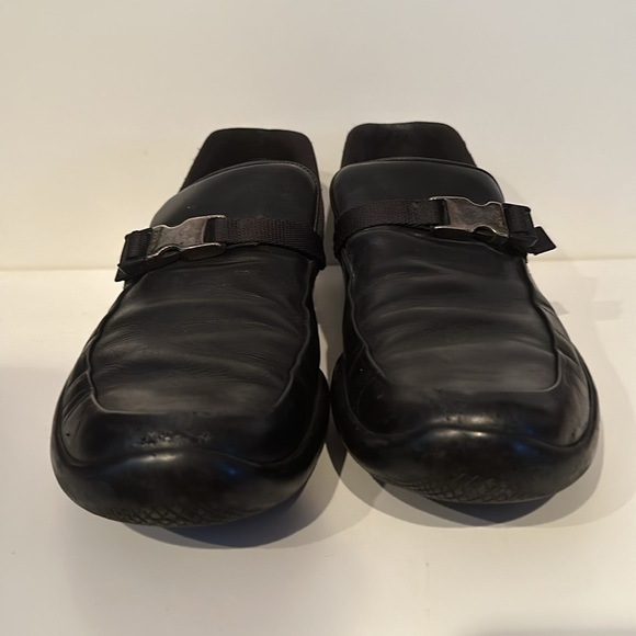 Prada | Men’s | Black leather loafer shoes | Side strap | Size 10 main image 5
